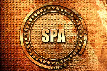 spa, 3D rendering, text on metal