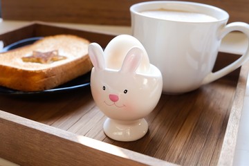 hot cappuccino with bread toast