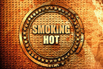 smoking hot, 3D rendering, text on metal