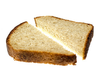 rye bread on a white background