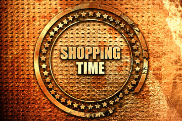 shopping time, 3D rendering, text on metal