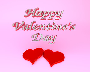 Happy Valentine's Day pink red big heart february 3D illustration