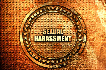 sexual harassment, 3D rendering, text on metal