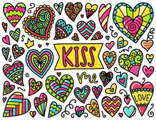 Naklejka premium Doodles cute valentines elements