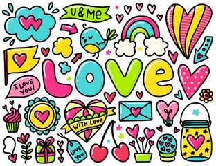 Doodles cute valentines elements