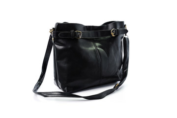 Naklejka premium leather bag black isolated on white background