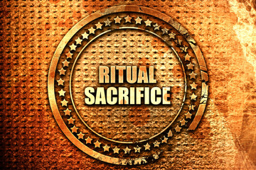 ritual sacrifice, 3D rendering, text on metal