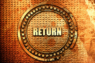 return, 3D rendering, text on metal