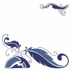 Vector Sketch with Feather and Inkstand