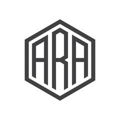 initial three letter logo hexagon black