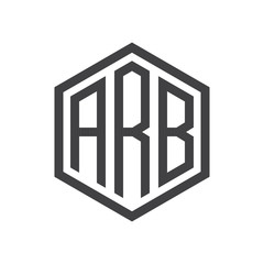 initial three letter logo hexagon black