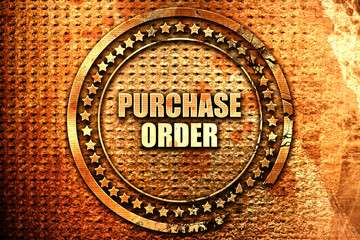 purchase order, 3D rendering, text on metal