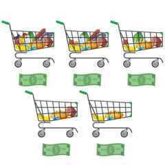 Inflation. Infographics with grocery carts