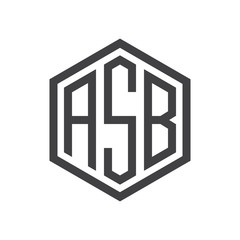 initial three letter logo hexagon black