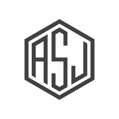 initial three letter logo hexagon black