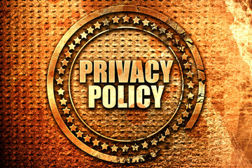 privacy policy, 3D rendering, text on metal