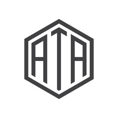 initial three letter logo hexagon black