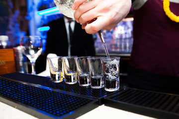 Tequila shots are served at a bar in NYC