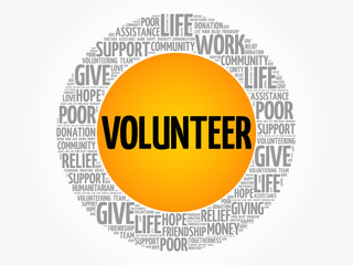 Volunteer word cloud collage, concept background