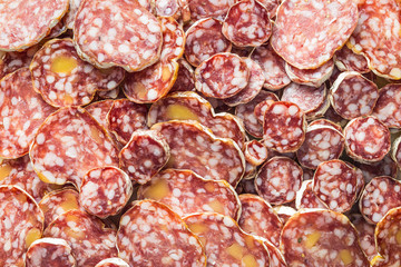 Tasty sliced salami.