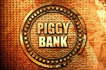 piggy bank, 3D rendering, text on metal