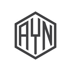 initial three letter logo hexagon black