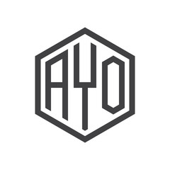 initial three letter logo hexagon black