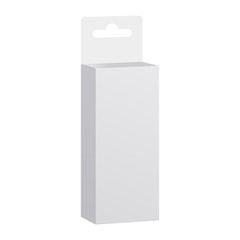 White hanging box isolated. Mockup for cosmetics, medication, products and others. Vector illustration