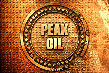 peak oil, 3D rendering, text on metal