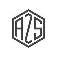 initial three letter logo hexagon black