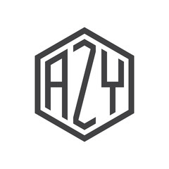 initial three letter logo hexagon black