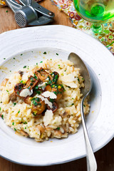 risotto with mushrooms prepared in the microwave