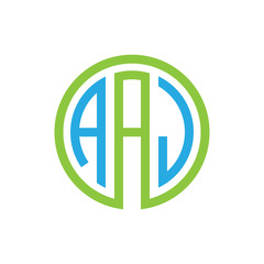 initial three letter logo circle blue green