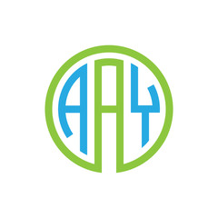 initial three letter logo circle blue green