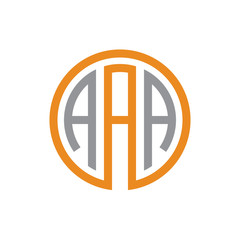 initial three letter logo circle grey orange