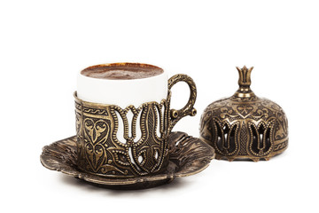 Turkish coffee on white background