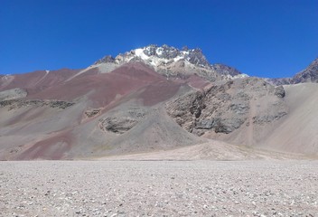 View from Base camp of a nearby hill on the Polish Glacier Circuit on Aconcagua. 