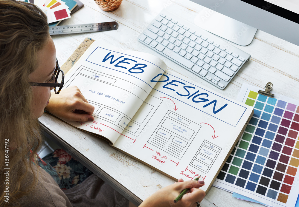 Wall mural web design layout content template graphic concept