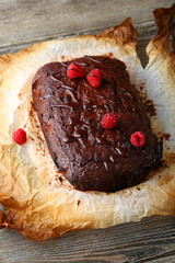 Homemade chocolate cake with berry