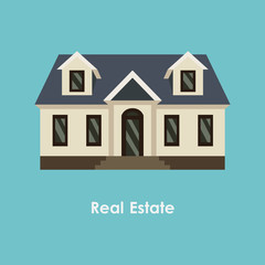 Vector illustration of color house and real estate