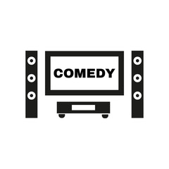 Comedy movie icon. TV and Home theater, cinema symbol. Flat design. Stock - Vector illustration