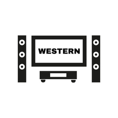 Western movie icon. TV and Home theater, cinema symbol. Flat design. Stock - Vector illustration
