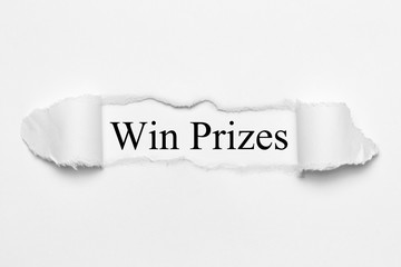 Win Prizes on white torn paper