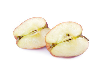 half cut fresh apple on white background