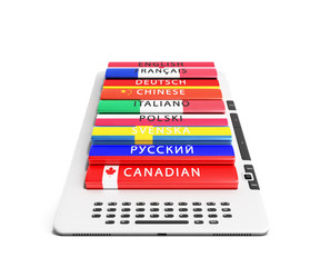 Obraz premium e-boock learning languages 3d render on white