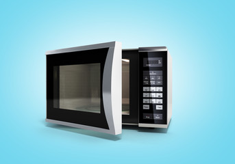 Microwave stove on blue gradient background 3d illustration