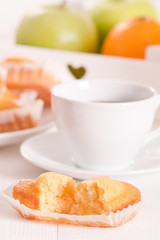 Breakfast with plumcake.