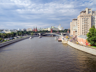 Moscow Kremlin and Moscow River at summer day. View from Patriar