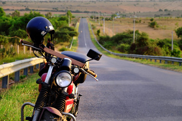 motorbike on the way in summer adventure trip