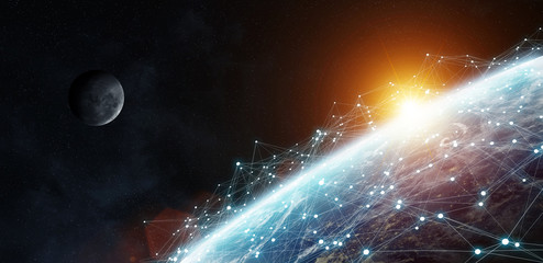 Data exchange and global network over the world 3D rendering